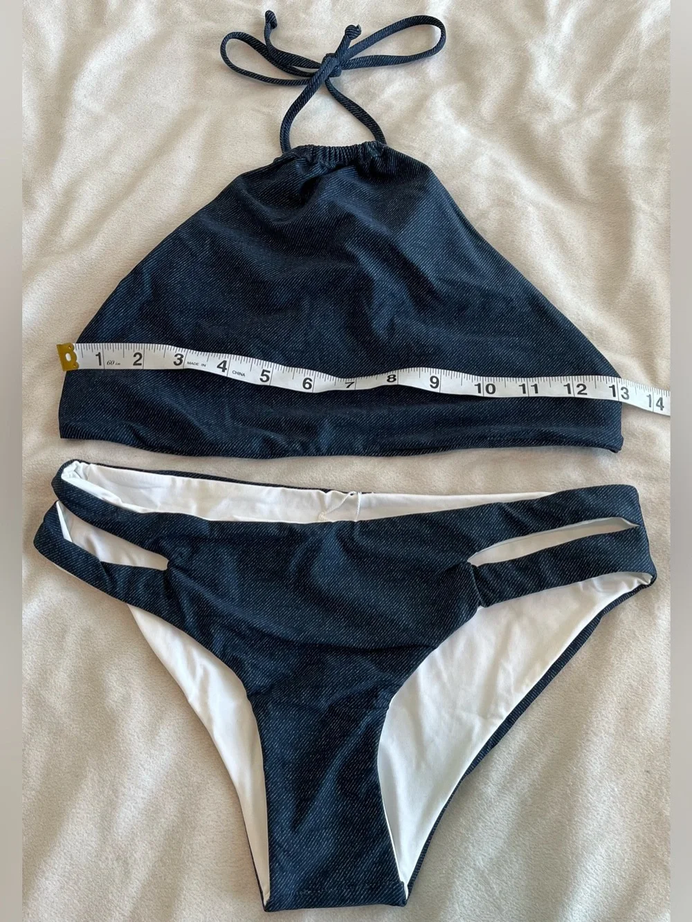 NEW L*Space Bikini Set Lizzie Denim Wrap Top & Estella Bottom Medium Resortwear